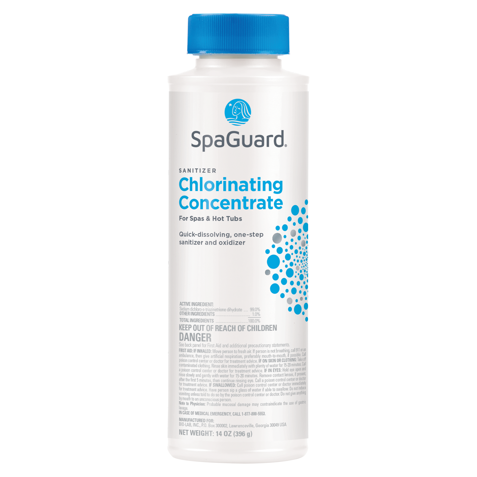 SpaGuard Chlorinating Concentrate 14 oz, lb, and lb – Poolside Care  Inc